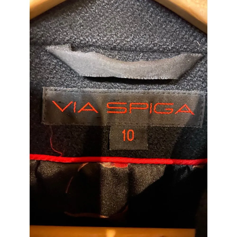 Via Spiga Size 10 Wool Blend Trench Coat Black Academia Steampunk Avant Garde - Image 9