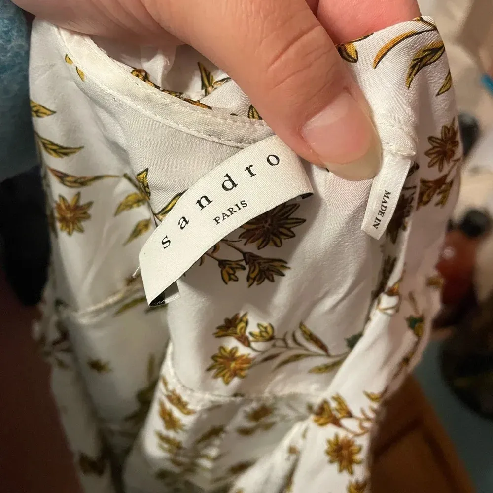 SANDRO BUTTERFLY PRINT RUFFLE BLOUSE - Image 6