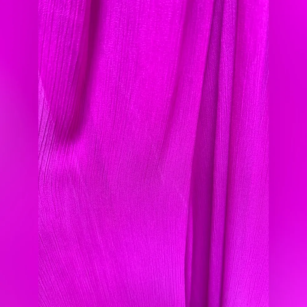 Badgley Mischka Collection Magenta Fluorescent Chiffon Strapless Gown 10 - Image 9