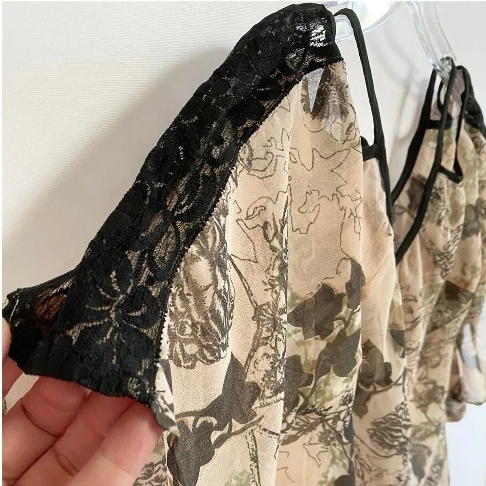 Angie‎ Clothing Blush Georgette Cold Shoulder Floral Sheer Blouse - M - Image 11