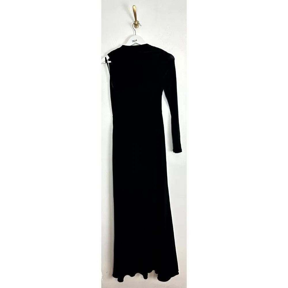 BETSY & ADAM Asymmetric Single Long Sleeve Gown in Black Size US 2 - Image 10