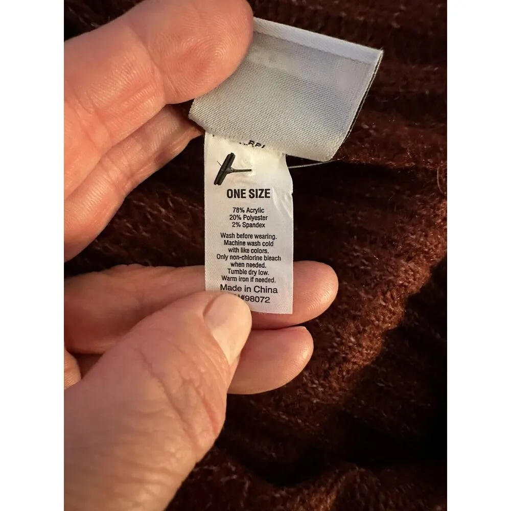 Knit Scarf Oblong Fringe Ribbed Rust Colored Sonoma Cozy Warm Soft Holiday NEW - Image 4