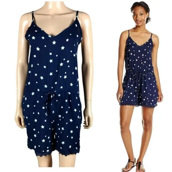 LEVI'S Navy Blue Star Printed Romper NWT Large - Image 2