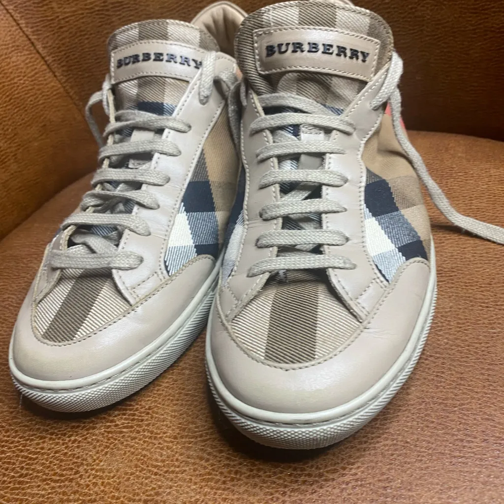 Burberry Vintage Check Canvas & Leather Mid-Top Sneakers | EU 40 (US 9.5/10) - Image 3