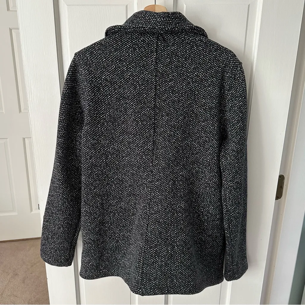 Lands’ End Tweed Print Soft Fleece Asymmetrical Zipper Moto Style Coat Size M - Image 6