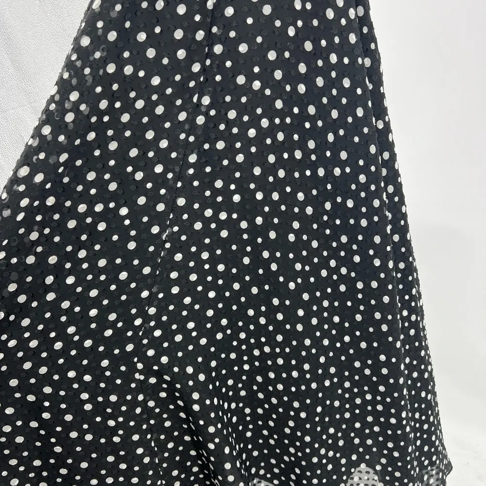 Tahari polka dot black white chiffon style halter flowy layered dress 12P party - Image 6