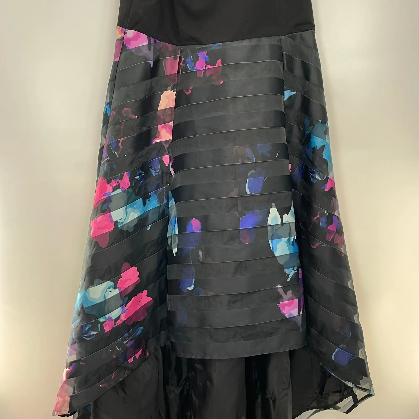 Venus Women's Black Floral Party Print‎ Cocktail Sleeveless Hi-Low Dress Size 16 - Image 7