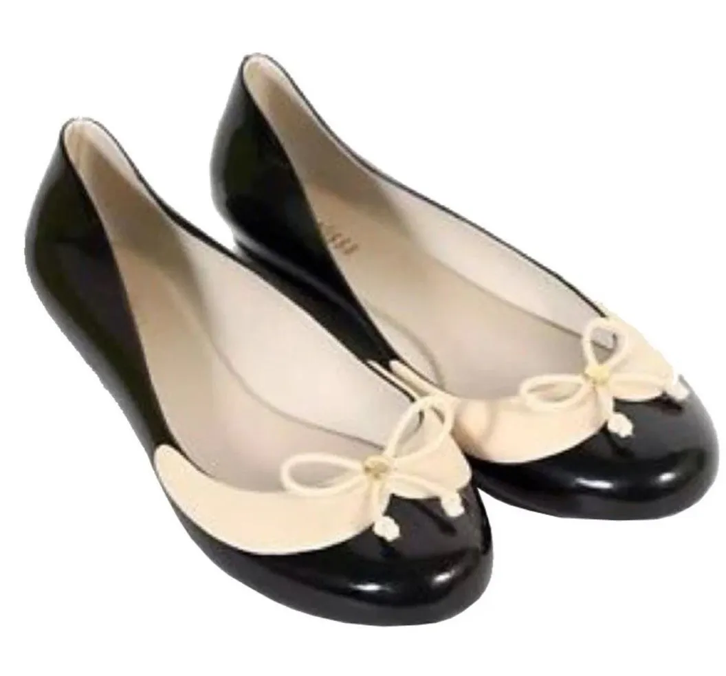 Melissa nude & black jelly rubber size 7 Divine ballet flats - Image 1