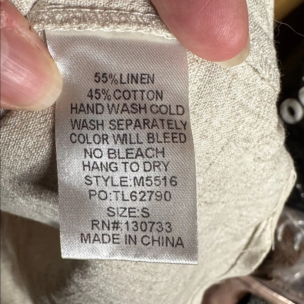 NWT Umgee Linen Cotton Blend Cream Overall Dress Size Small - Image 9