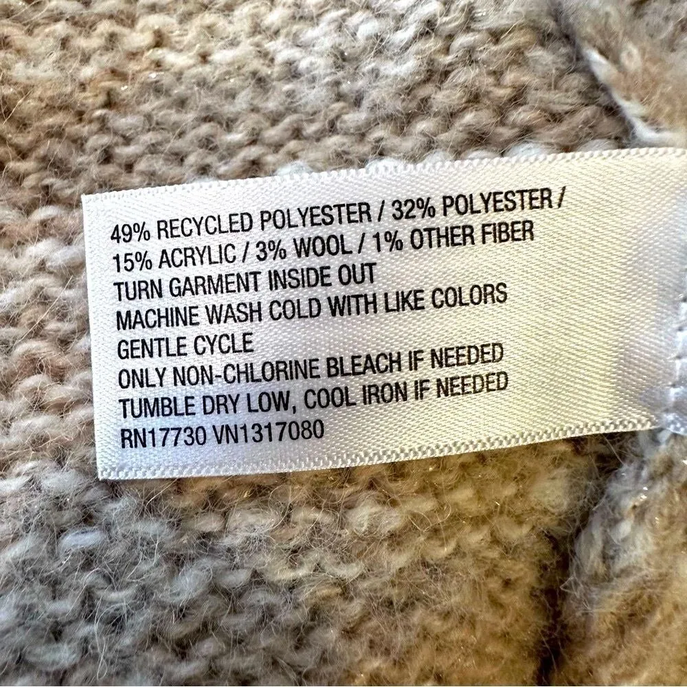 Knox Rose Faux Turtleneck Striped Sweater Women's Medium Tan‎ Cream Casual NWOT - Image 6