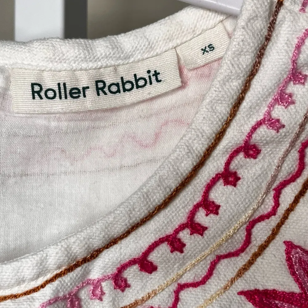 Roller Rabbit White Kuzu Embroidery KIKI Dress Size xs Embroidery Romantic - Image 9