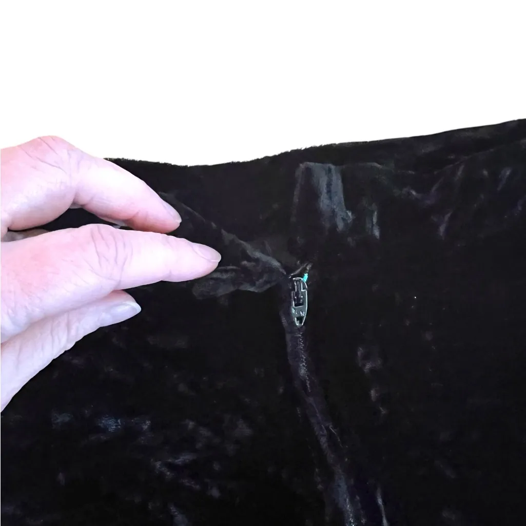 VTG  Velour Maxi Skirt Black High Waisted Maxi Pencil Women's Formal Grunge 90s - Image 4