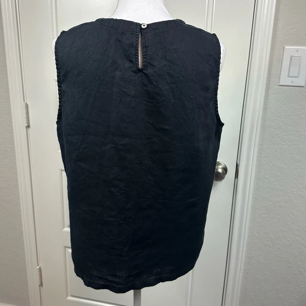 Quince Classic Black Minimalist Casual 100% European Linen Tank Size Medium - Image 4