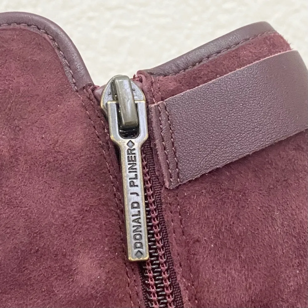 DONALD J. PLINER Itara Burgundy Wine Peep Toe Cut Out Suede Ankle Boots Size 7.5 - Image 9