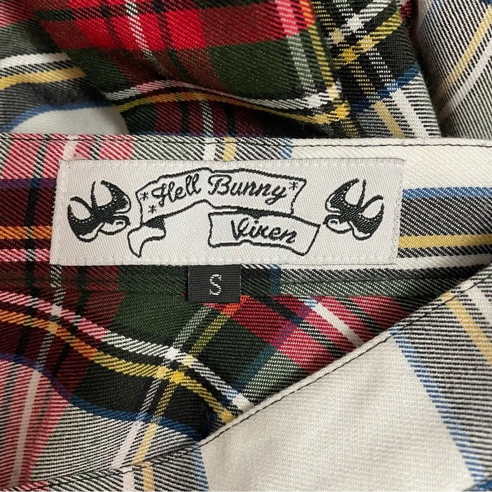 Hell Bunny Vixen Plaid Midi Skirt Red Green Tartan Swing Circle Skirt Size Small - Image 8