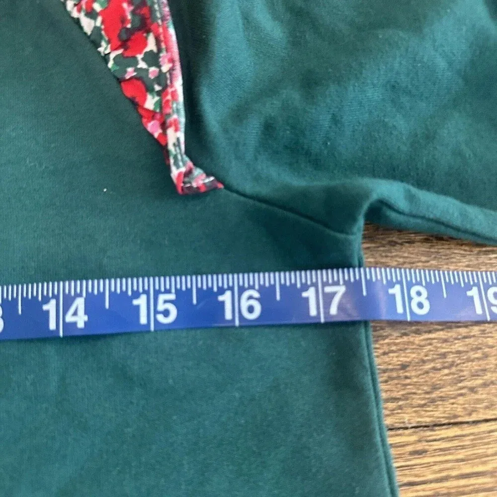 J Crew Women’s Floral Ruffle Sleeve Green Sweatshirt Size XS M0475 - Image 8