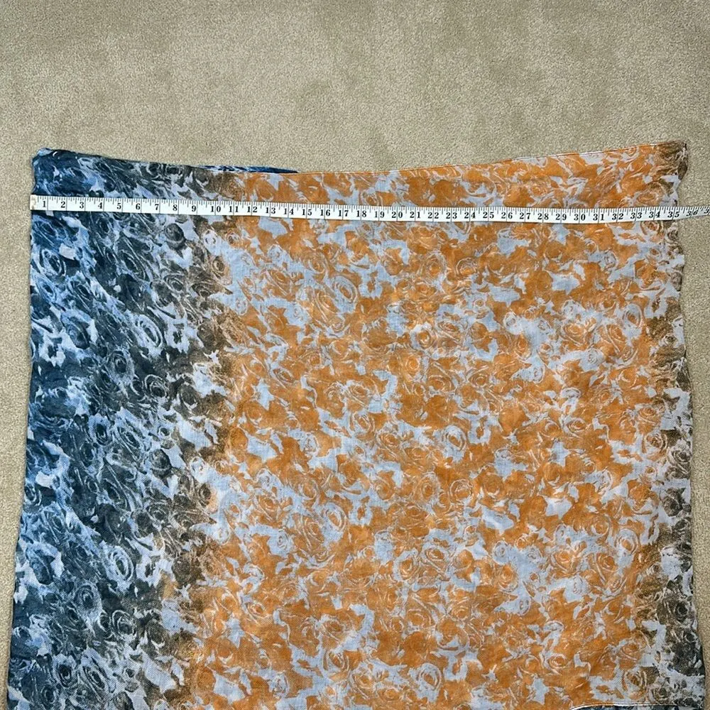 Blue Orange Lightweight Summer Pattern Infinity Boho Scarf Women - Image 4