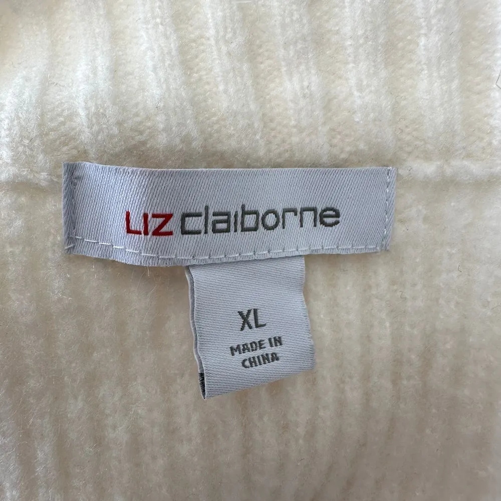 NWT Liz Claiborne Faux Fur Sweater Vest Sleeveless Knit Full Zip Cream Womens XL - Image 6