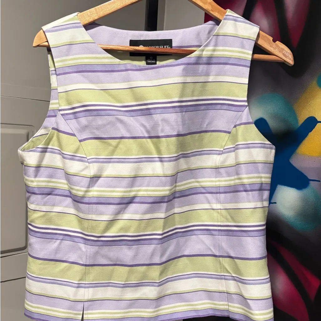 Sag Harbor Striped Purple Suit top Blouse Size 10 - Image 10