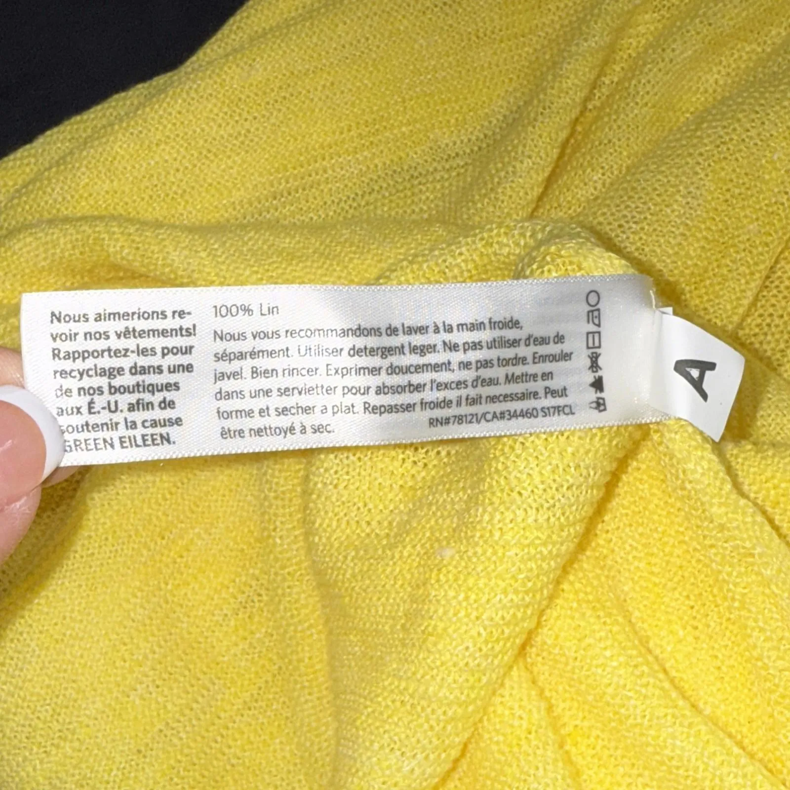 Eileen Fisher Organic Linen Yellow Boxy Top Luxury Boatneck Tunic Casual Medium - Image 12