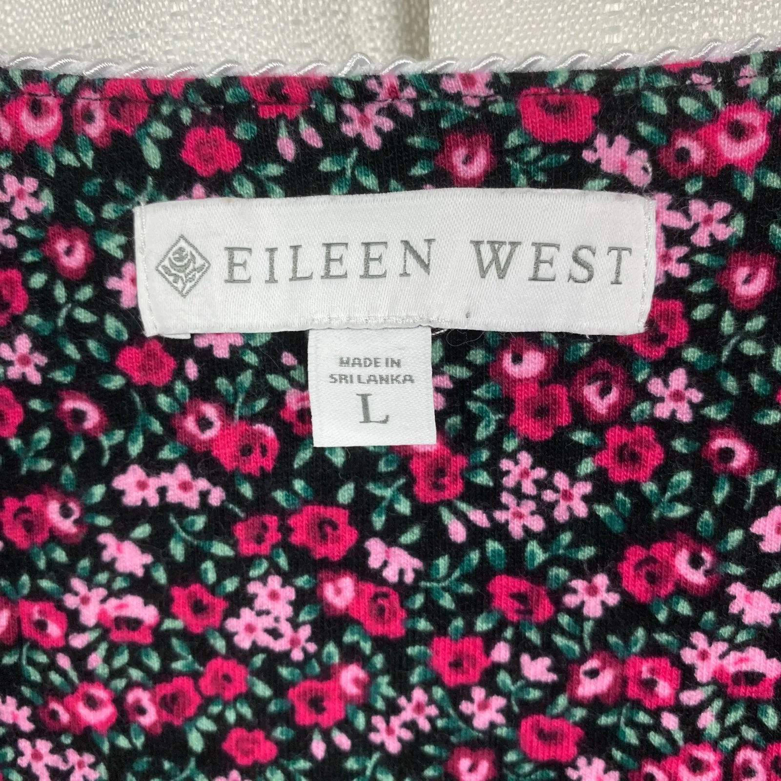 Eileen West Pink Floral Long Sleeve Short Nightgown Sz.L Size L - Image 4