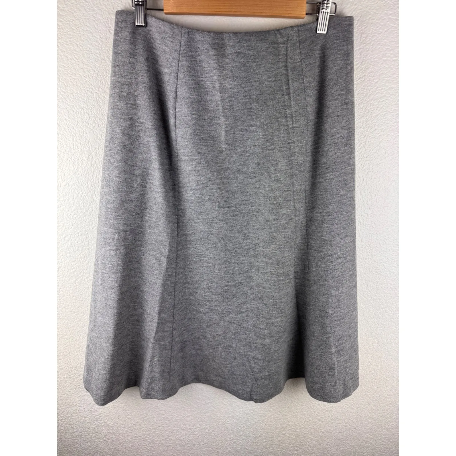 Uniqlo Women L A Line Midi Skirt Gray Wool Blend Lined Waist Classic Career Work - Image 2