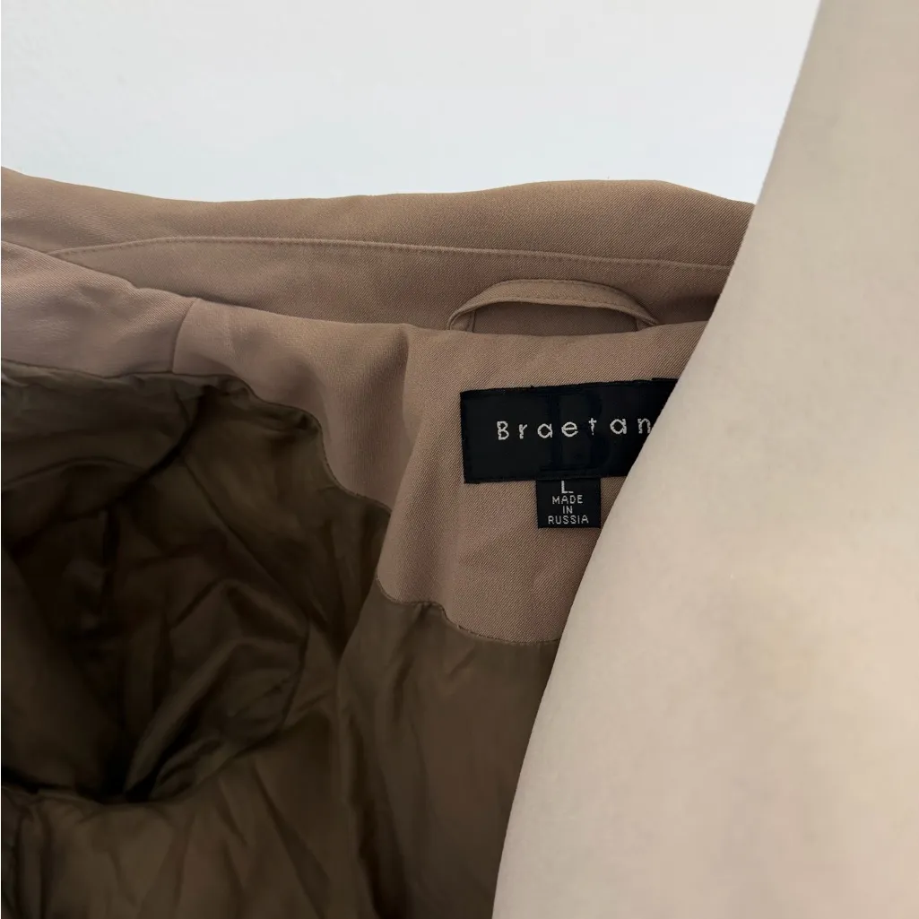 Braetan Women's Brown Coat with Belt Tan Size L - Image 3