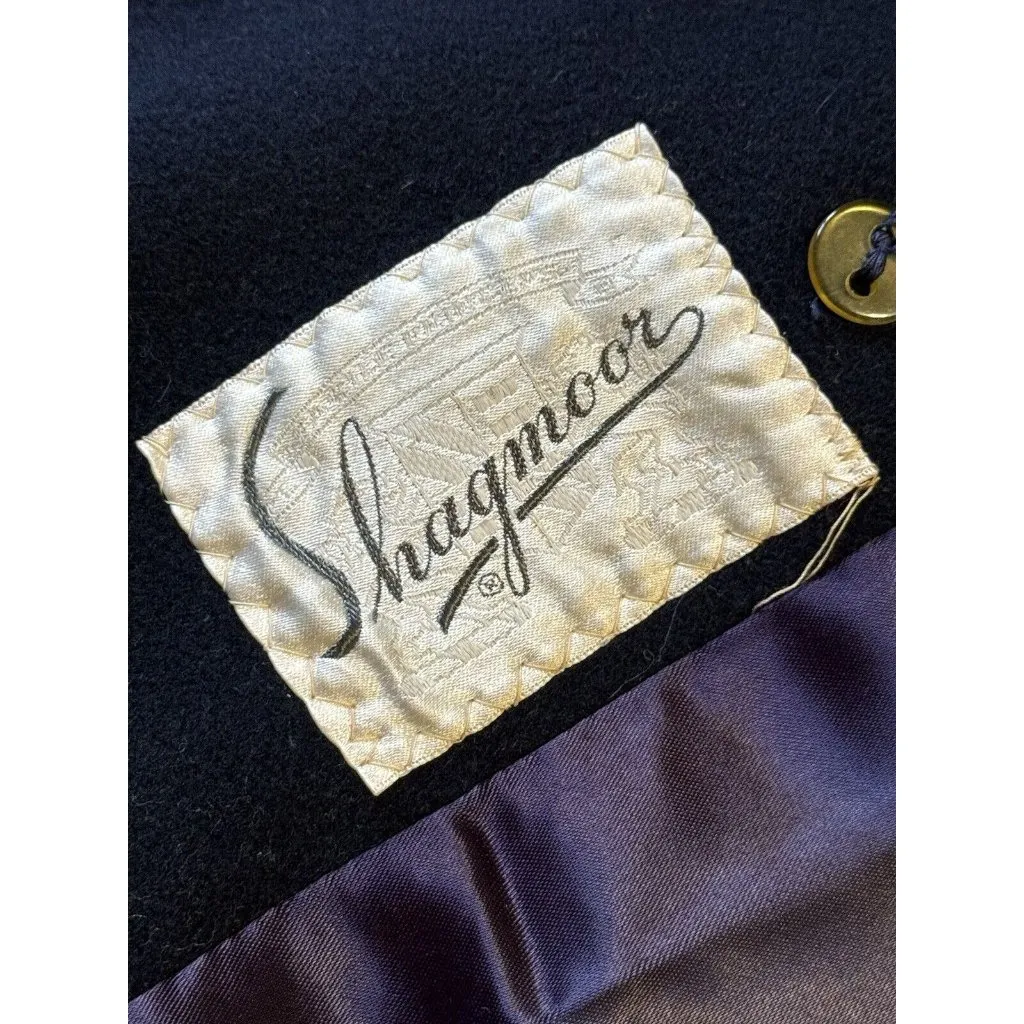 Shagmoor Blue Wool Long‎ Jacket 1900's Trench Coat Sz Measured VTG Designer - Image 3