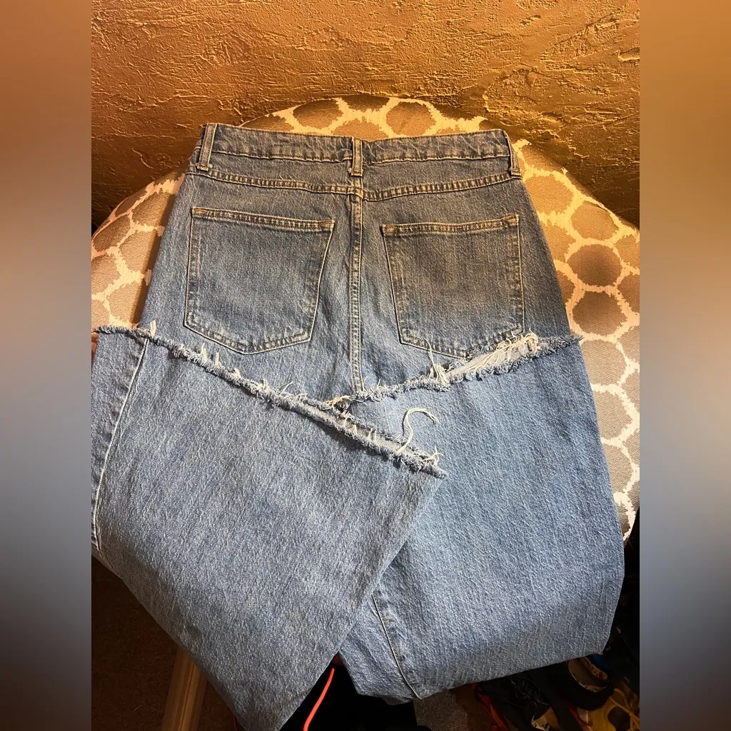 Forever 21 Light Blue Distressed Flare Jeans sz 29 fray wide leg high rise boho - Image 7