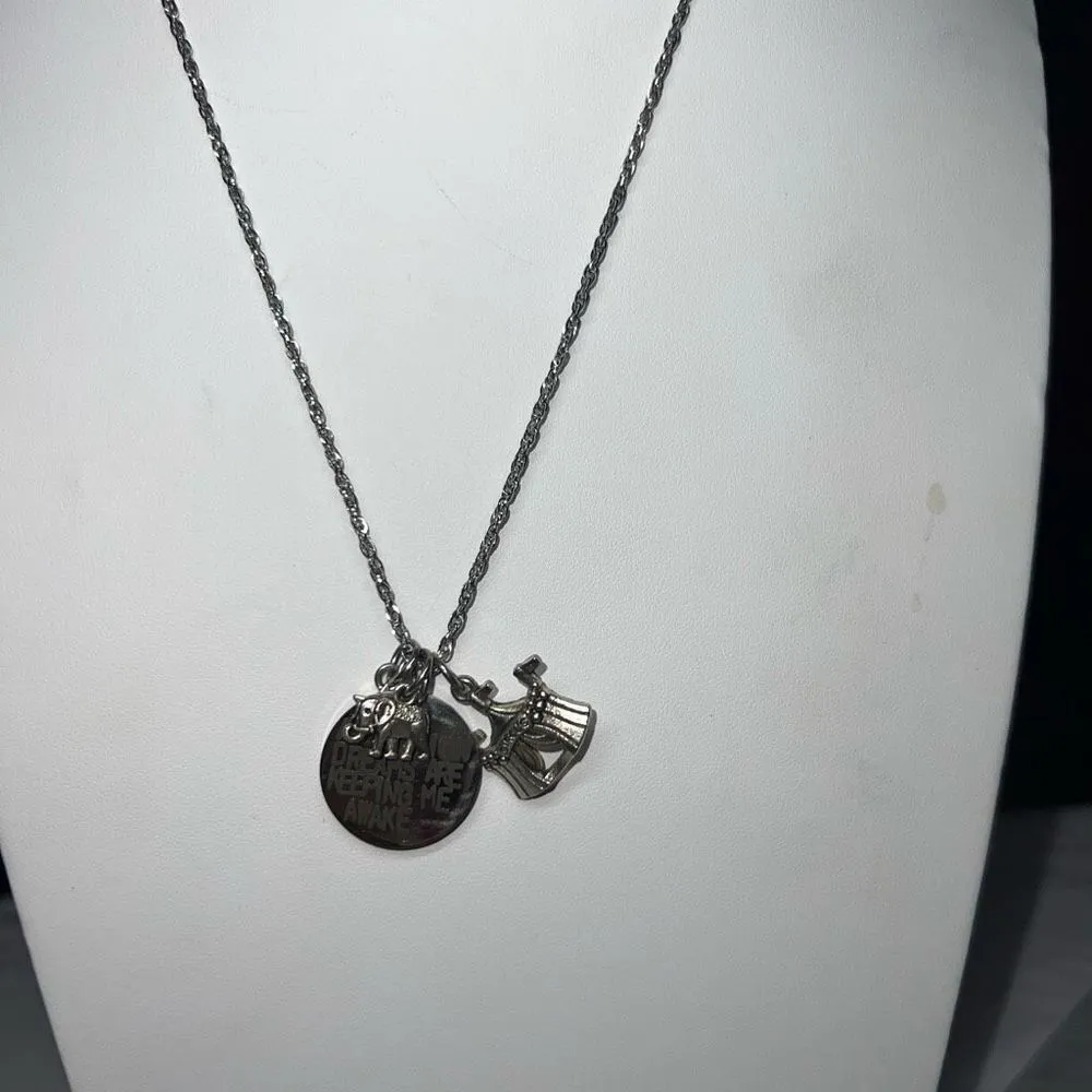 Charm Necklace “A‎ Million Dreams Are Keeping Me Awake” in Silver Tone - Image 3