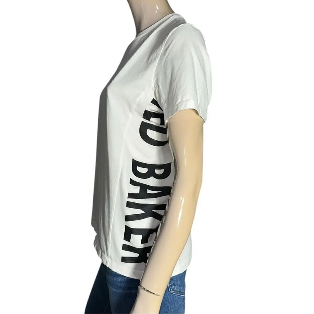 Ted Baker Women’s Size 2 M White Black Logo Side Cotton Short Sleeve Tee T-Shirt - Image 4