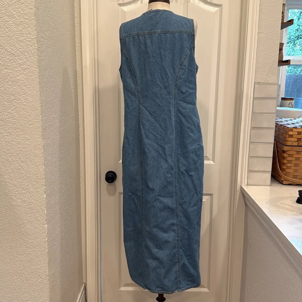 Vintage 90s zipper front denim maxi skirt Blue Size 16 - Image 6