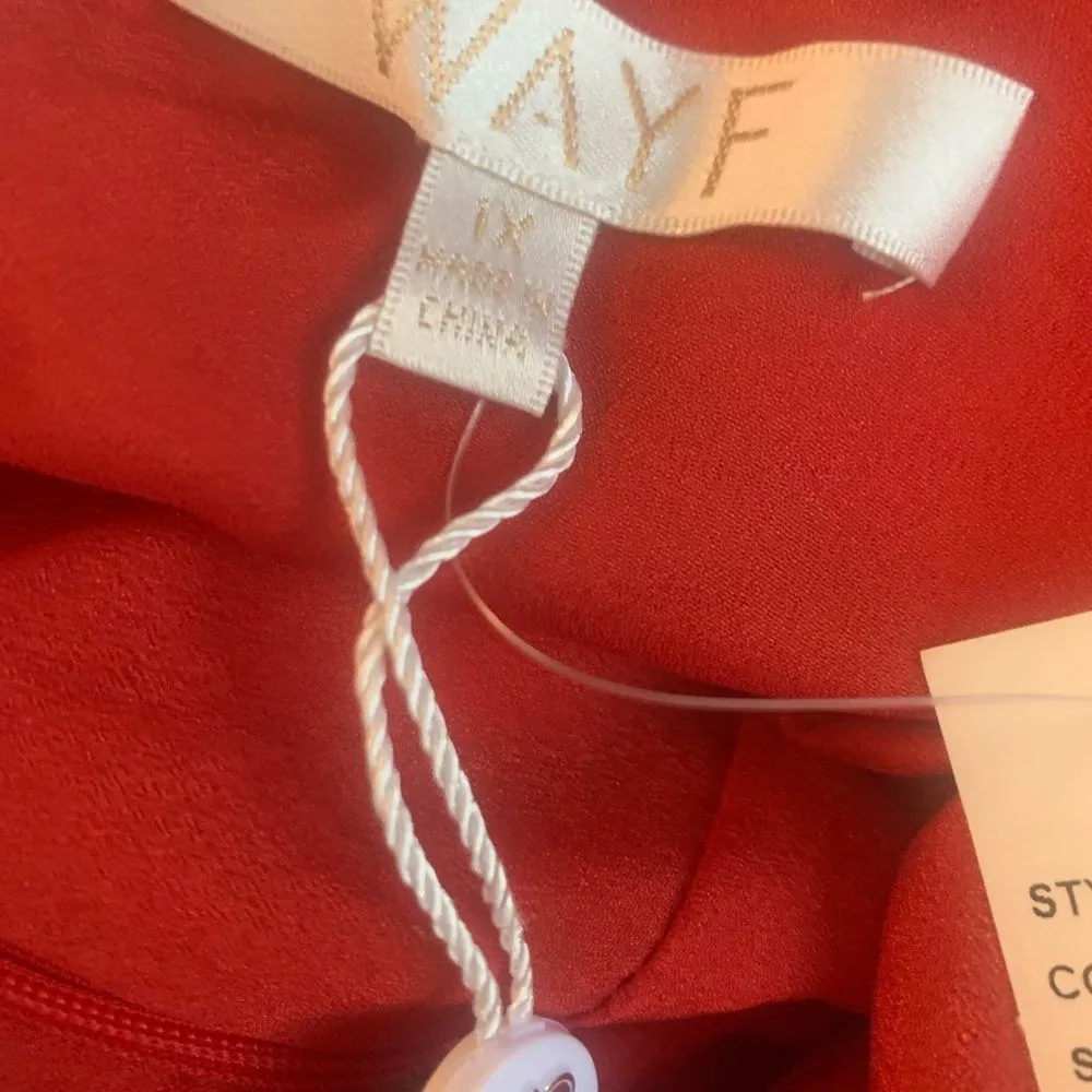 WAYF Chelsea Tiered Ruffle Maxi Dress Red Tropical Flutter Sleeves Floral NEW 1X - Image 13