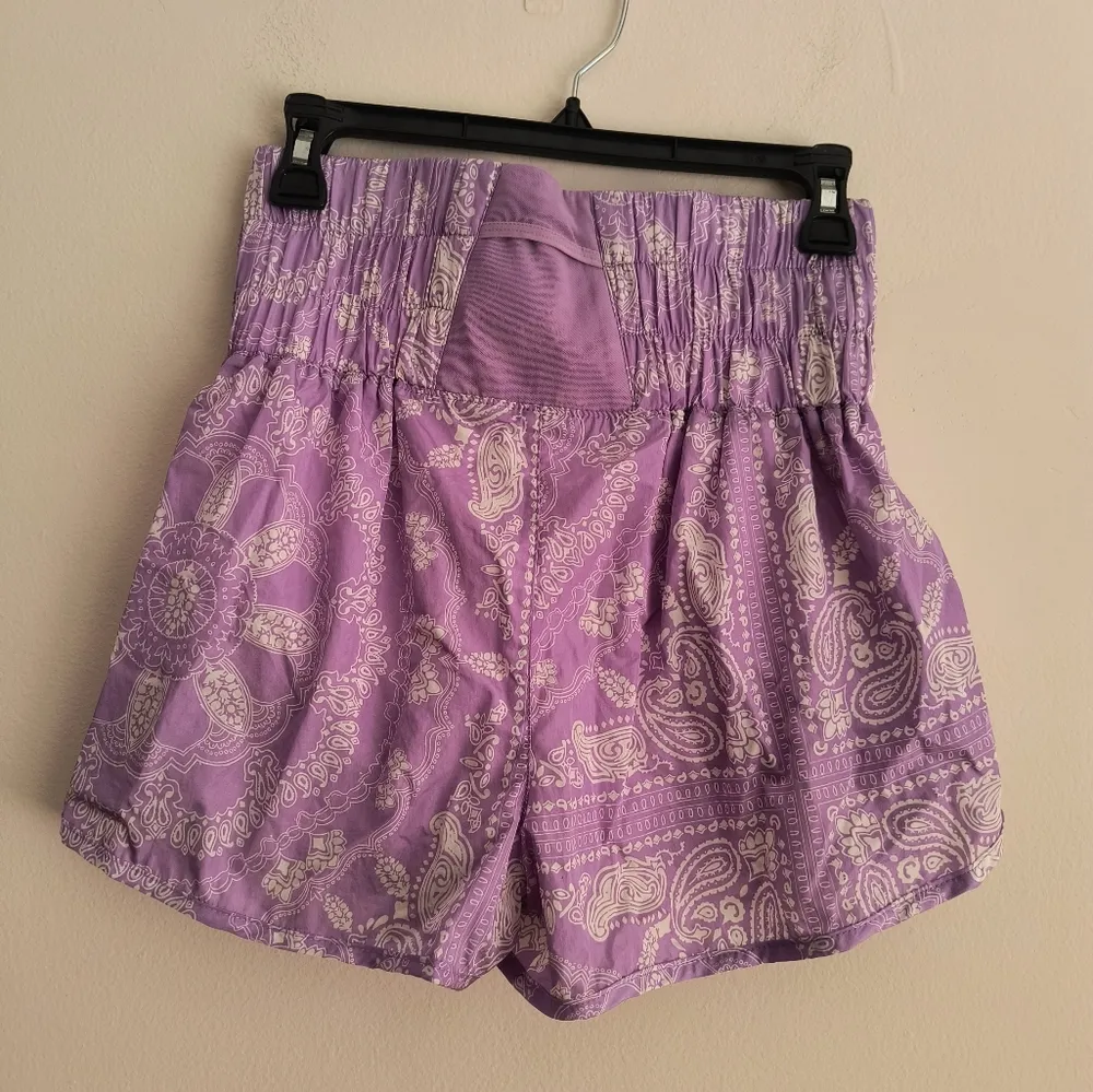 Free People Movement Lavender The Way Home  Paisley Athletic Shorts Medium - Image 3