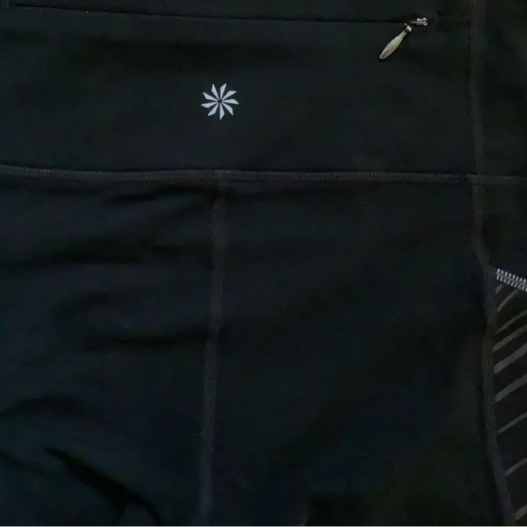 Athleta shimmer stripe relay tight 2.0 black Lycra running yoga gym run size XS - Image 9