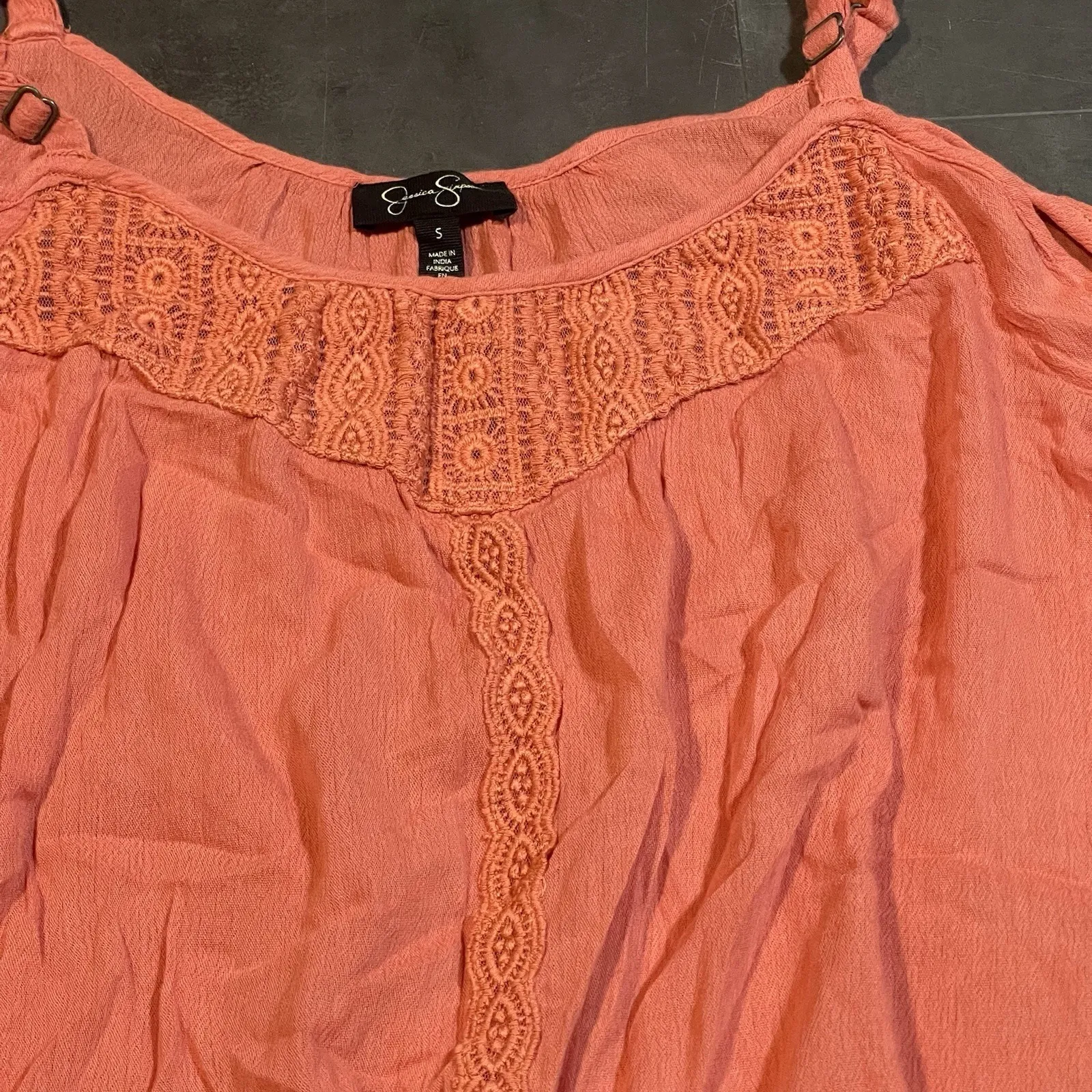 Jessica Simpson Top S Boho Hippy Flowy Popover‎ Peasant Shirt Blouse F-32 - Image 2