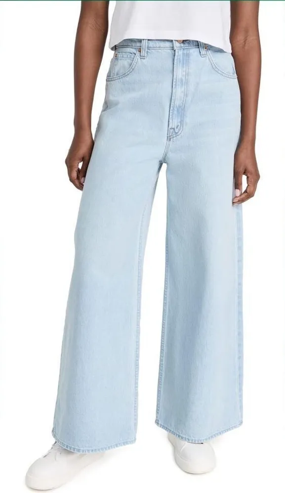 NWT MOTHER Women's Snacks! High Waisted Pushpop Cuff Crop Jeans size 23 Blue - Image 1
