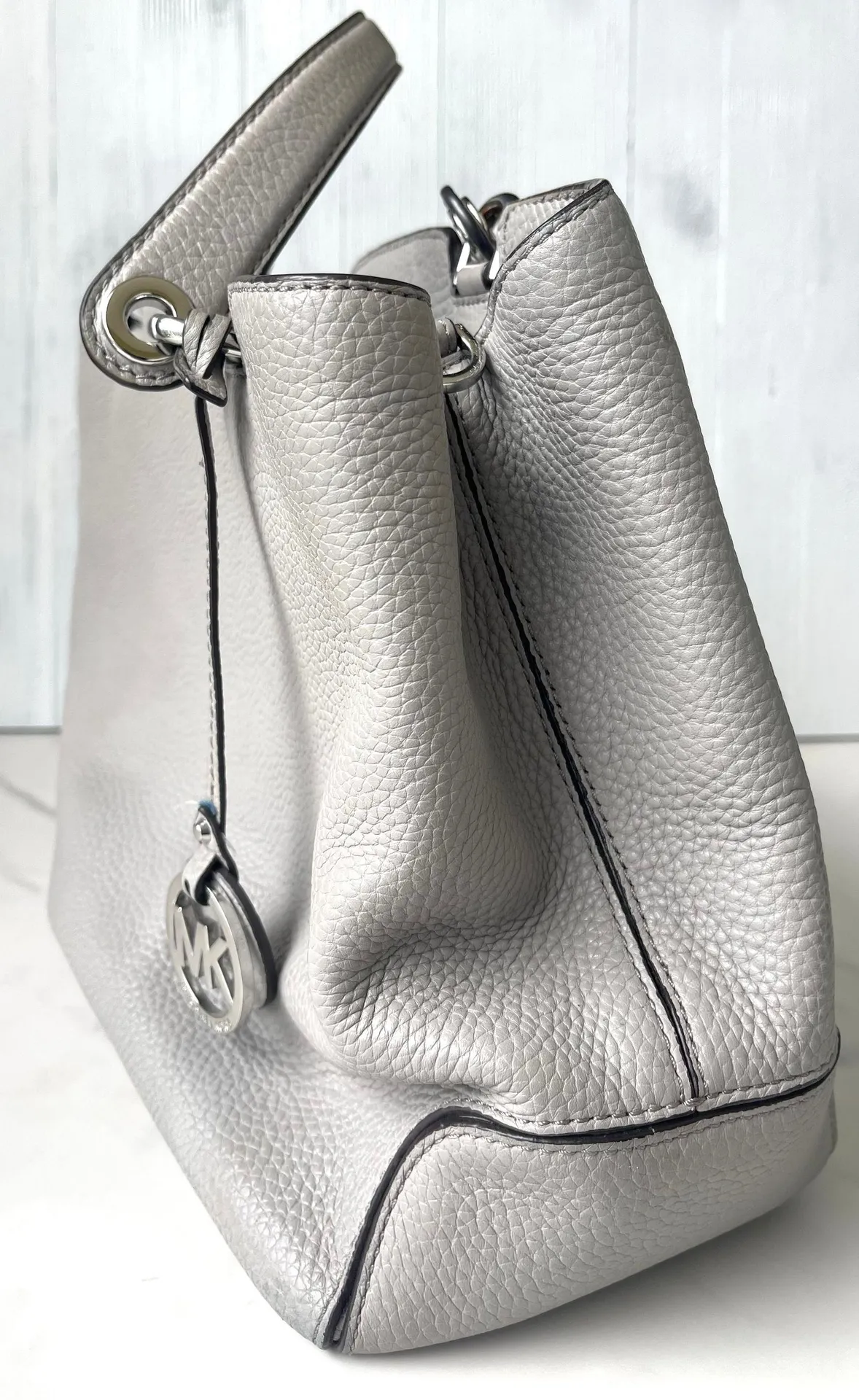 PEARL GRAY/GREY LEATHER PURSE - Image 14
