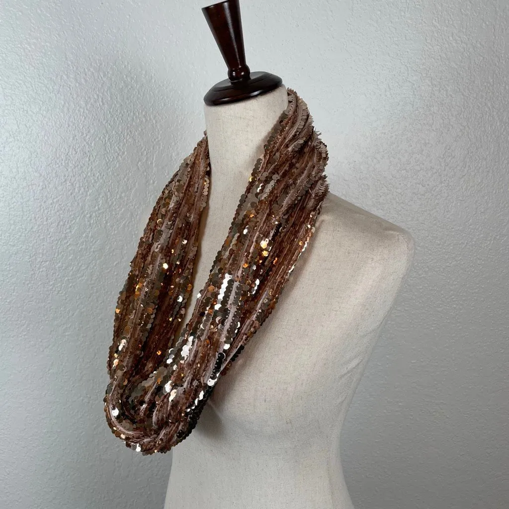 Express gold sequin infinity scarf, one size - Image 3