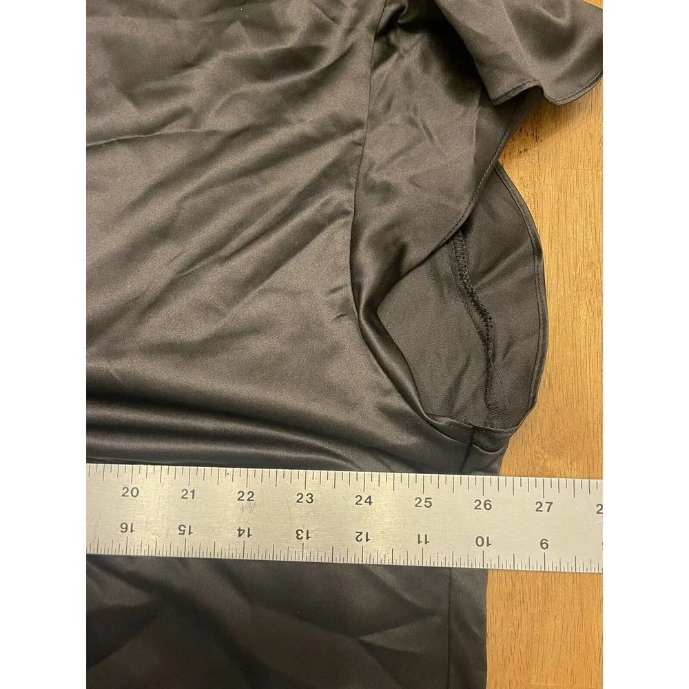 NEW Victoria’s Secret Satin Ruffle Kimono robe Short sleeve Tie close O/S Black - Image 4