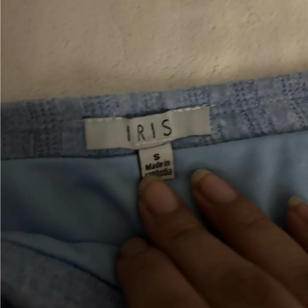 Iris Textured Denim Blue Pencil Skirt - Image 2