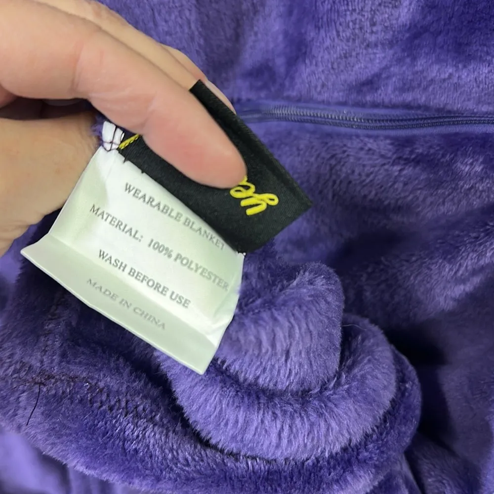 Purple Wearable Blanket Lots of Pockets Hoodie Oversized Sweatshirt One Size Size L - Image 14