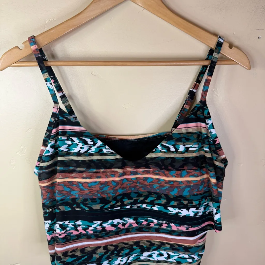 Magicsuit Stripe Tease Chloe Tankini Top Women's Swimsuit Size 14 Multicolor Pink - Image 4