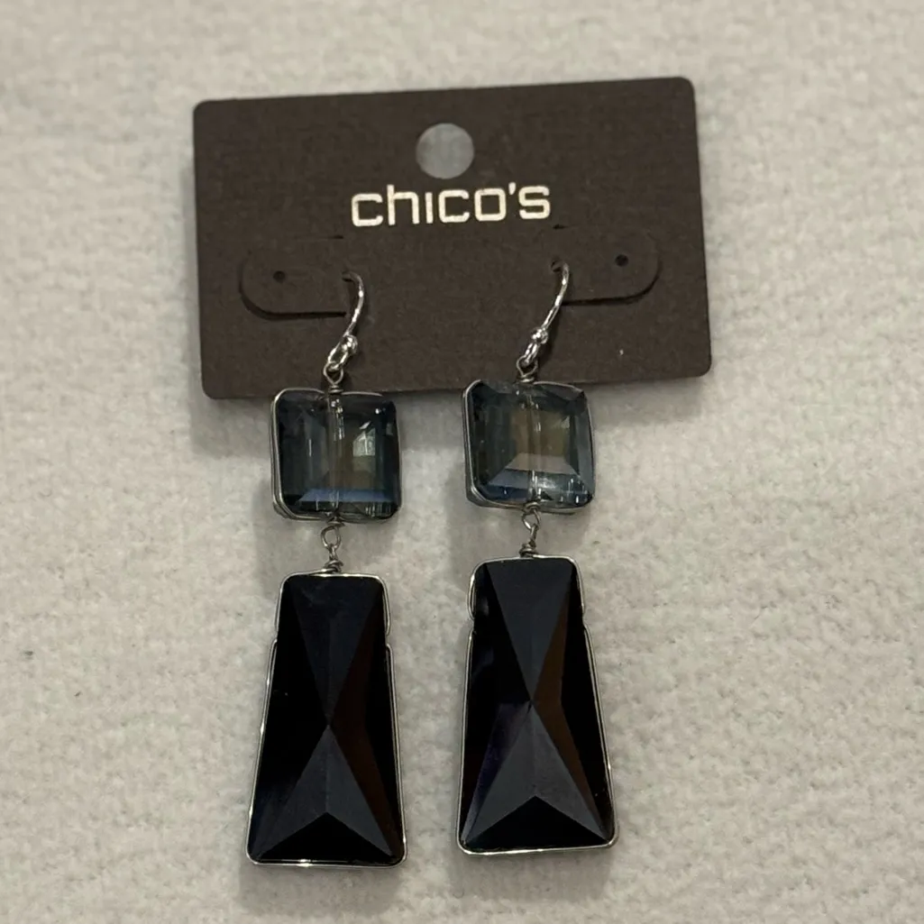 Chico's Black and Blue Geometric Earrings - Image 3