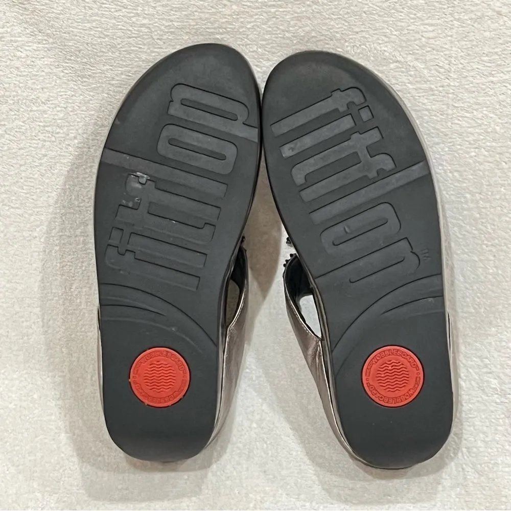 FitFlop Rumba Cha Cha Beaded Fringed Metallic Sandals Size 10 - Image 8