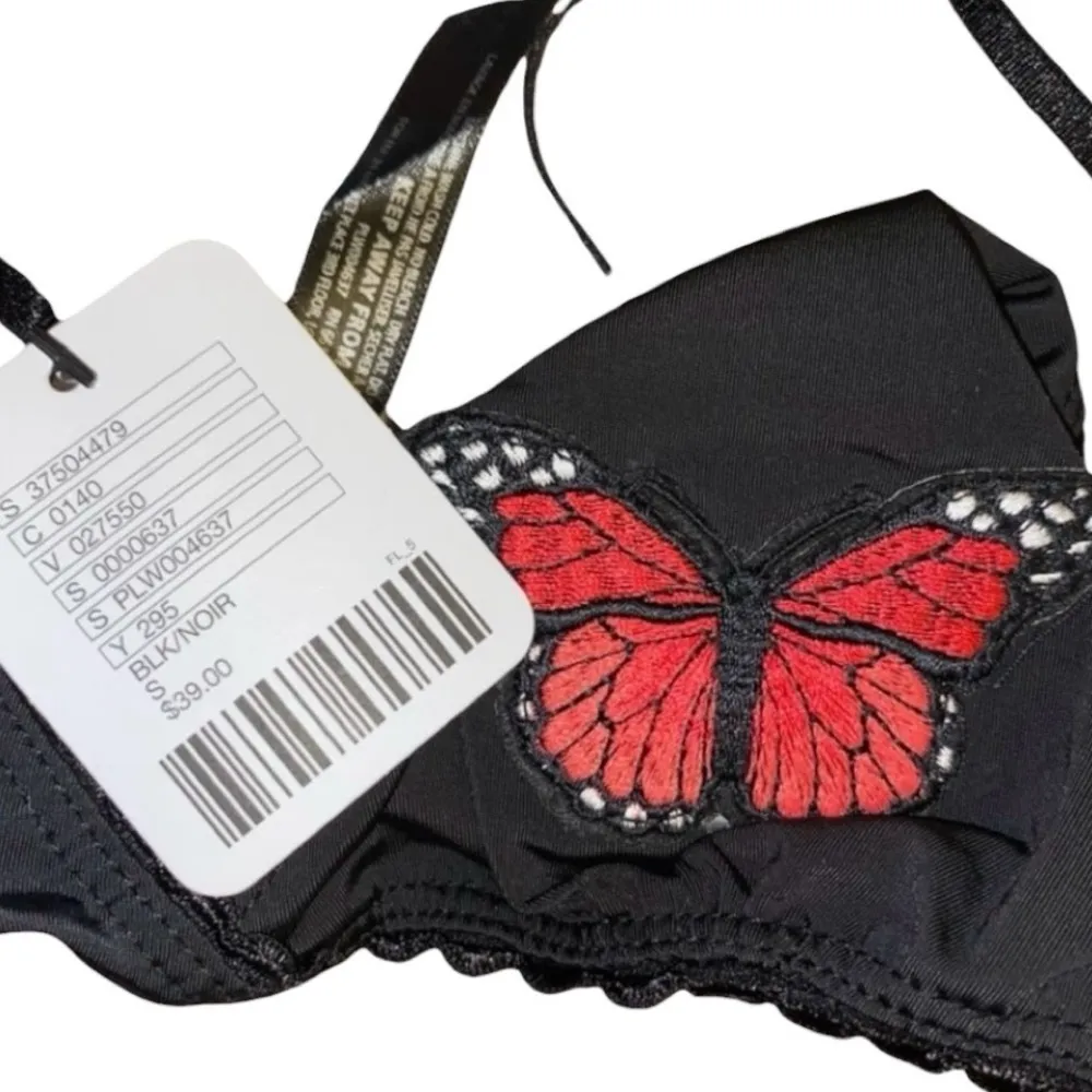 Urban Outfitters Out From Under Red Butterfly Appliqué Bra Bralette Small NWT - Image 8