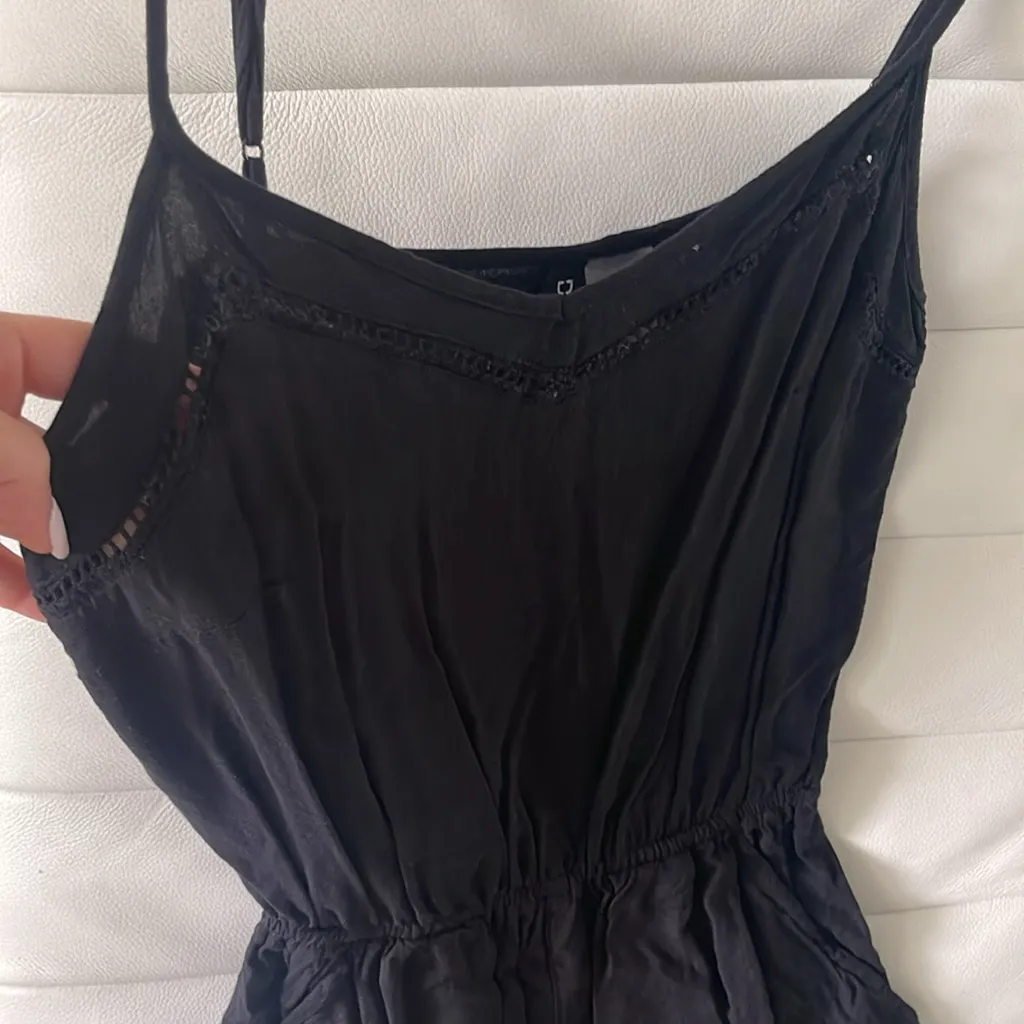 DIVIDED women size 2 Black romper with side pockets neckline trim lightweight - Image 2