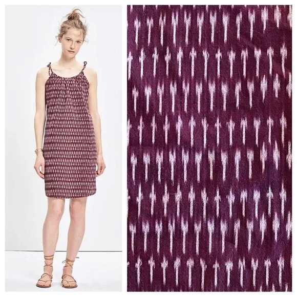 Madewell Dress Ikat Print With Pockets Small Merlot Purple Boho - Image 2