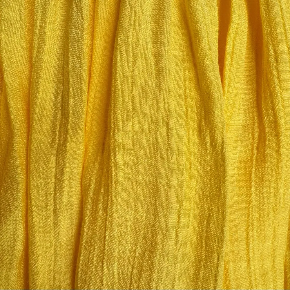 Bright Yellow Cropped On/Off Shoulder Shirred Smocked Gauzy Fiesta Top Just Fab - Image 6