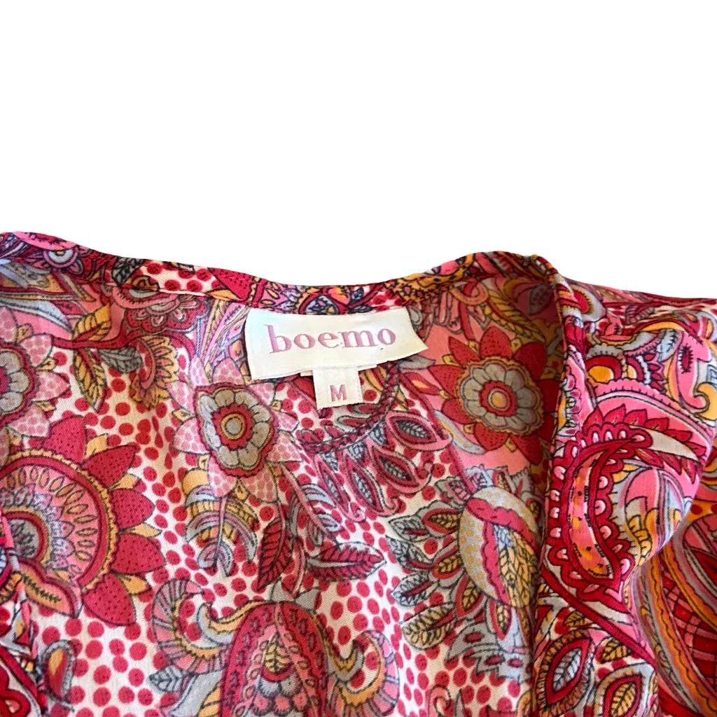 Boemo Bohemian Print Maxi Dress Short Sleeve Flowy Colorful Size Medium NWOT Red - Image 10